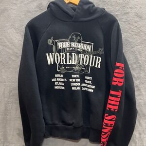 True Religion World Tour Hoodie Black Graphic Hoodie XS For The Senses